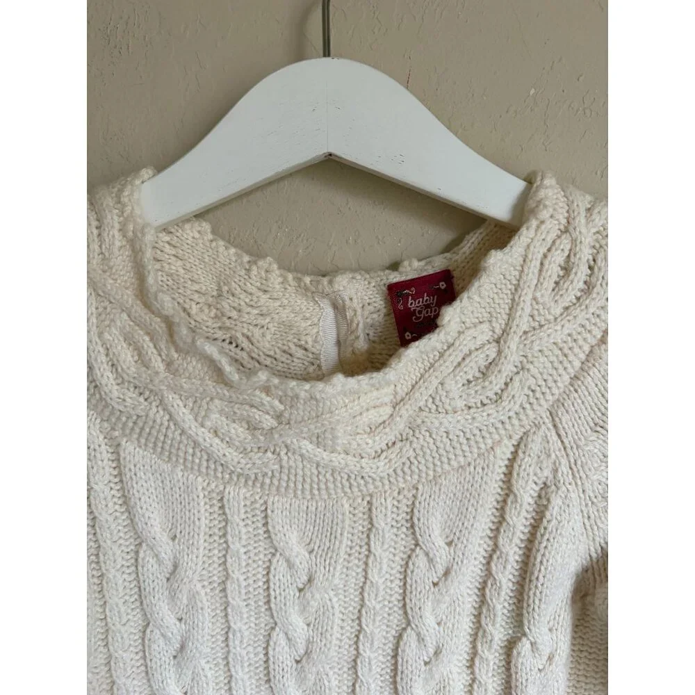 Vintage Baby Gap Wool Blend Cable Knit Sweater Dress Size 3